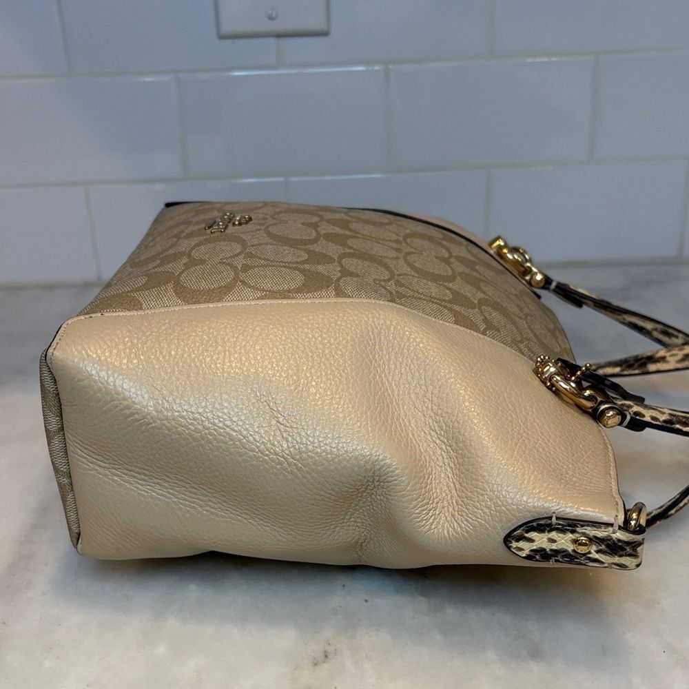 Coach Purse Handbag Kacey Signature Logo Snakeskin Color Block Satchel Bag - Picture 7 of 16